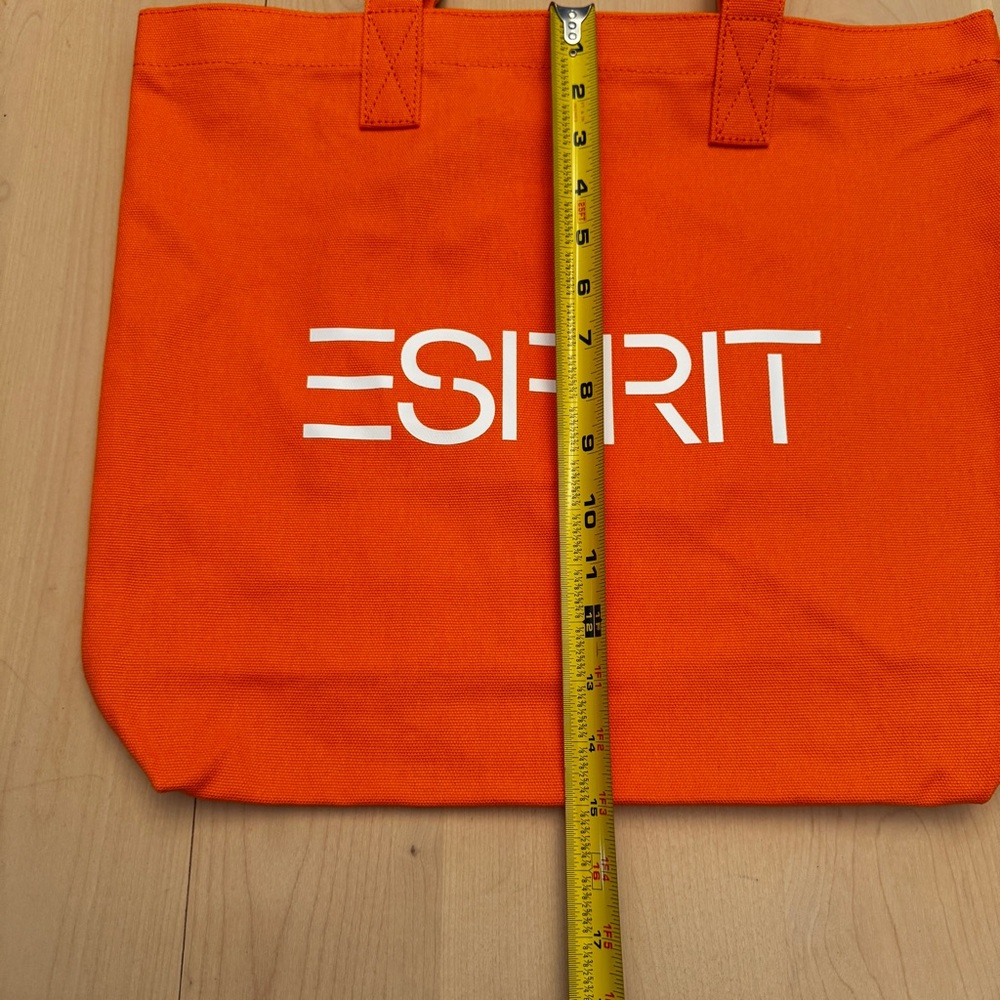 ESPRIT Vintage Throw-back 90's Orange Canvas Tote Authentic NWT - Picture 3 of 7